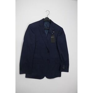 Awearness Kenneth Cole Suit Jacket 38R Navy Blue Wool Stretch Modern Fit Formal